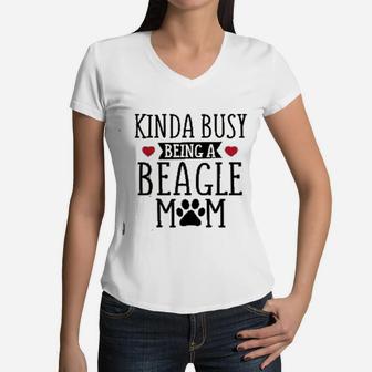 Busy Beagle Mom Beagle Mom Women V-Neck T-Shirt - Seseable