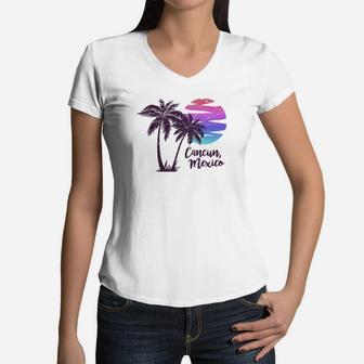 Cancun Beach Cruise Paradise Family Vacation Souvenir Gift Premium Women V-Neck T-Shirt - Seseable