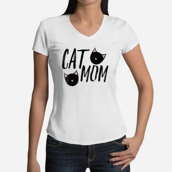 Cat Mom Mother Of Cats For Mothers Day Women V-Neck T-Shirt - Seseable
