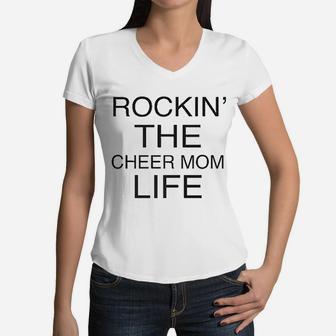 Cheer Mom Rockin' The Cheer Mom Life Women V-Neck T-Shirt - Seseable