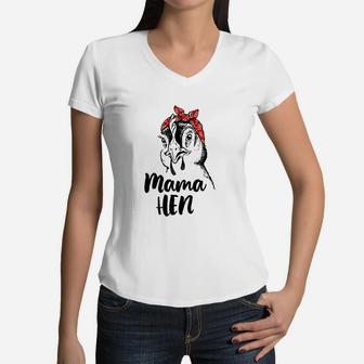 Chicken Mama Design Mama Hen For Chicken Whisperers Women V-Neck T-Shirt - Seseable