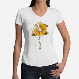 Chihuahua Mom Cool Sunflower Chihuahua Dog Lover Gifts Women V-Neck T-Shirt - Seseable