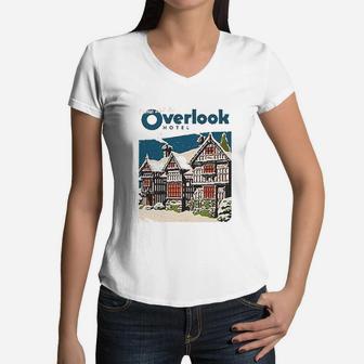 Come Visit The Overlook Hotel Vintage Travel Women V-Neck T-Shirt - Seseable