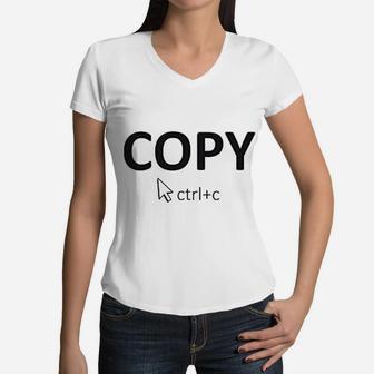 Copy And Paste Father And Daughter Matching Family Women V-Neck T-Shirt - Seseable