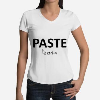 Dad And Son Copy Paste Family Women V-Neck T-Shirt - Seseable