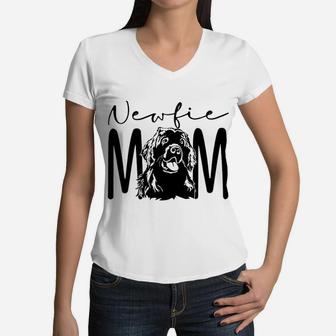 Dog Mom Newfie Women V-Neck T-Shirt - Seseable