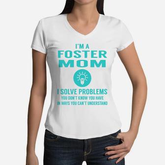 Foster Mom Women V-Neck T-Shirt - Seseable