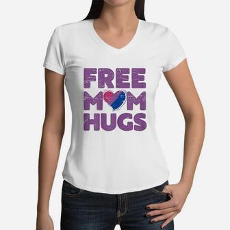 Free Mom Hugs Free Mom Hugs Women V-Neck T-Shirt - Seseable