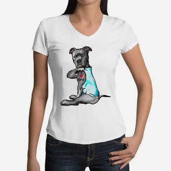 Funny Dog Mom I Love My Gigi Women V-Neck T-Shirt - Seseable