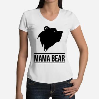 Funny Mama Bear Women V-Neck T-Shirt - Seseable