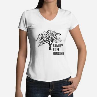 Genealogy Family Tree Hugger Women V-Neck T-Shirt - Seseable