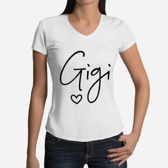 Gigi Gift For Grandma Mothers Day Grandkids Women V-Neck T-Shirt - Seseable
