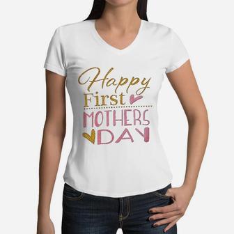 Happy First Mothers Day Women V-Neck T-Shirt - Seseable