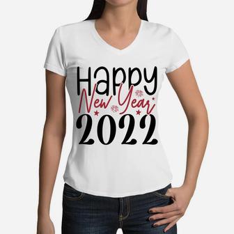 Happy New Year 2022 Hello New Year Gift For Friend Women V-Neck T-Shirt - Seseable