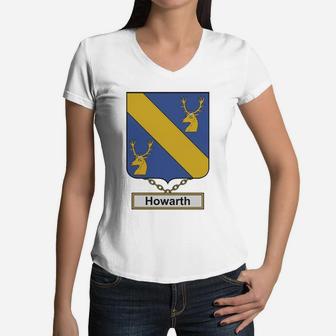 Howarth Family Crest British Family Crests Ii Women V-Neck T-Shirt | Seseable UK