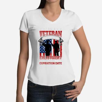 I Am A Veteran My Oath Of Enlistment Has No Expiration Date Women V-Neck T-Shirt - Seseable