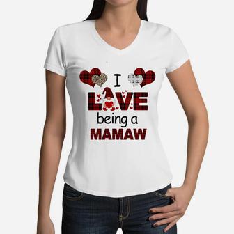 I Love Being A Mamaw Women V-Neck T-Shirt - Seseable