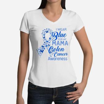 I Wear Blue For My Mama Proud Mom Women V-Neck T-Shirt - Seseable