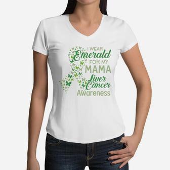 I Wear Emerald For My Mama Proud Mom Women V-Neck T-Shirt - Seseable