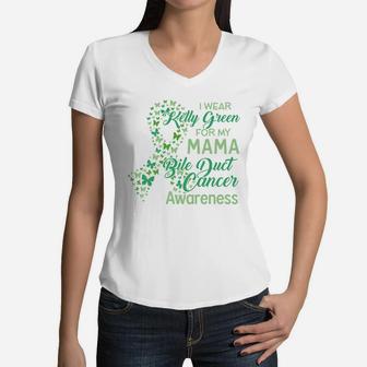 I Wear Kelly Green For My Mama Proud Mom Women V-Neck T-Shirt - Seseable