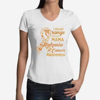 I Wear Orange For My Mama Proud Mom Love Mom Women V-Neck T-Shirt - Seseable