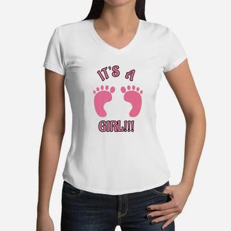 Its A Girl Funny For New Dad Mom Women V-Neck T-Shirt - Seseable