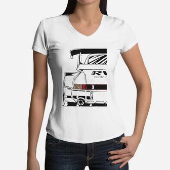 Japanese Automotive Retro Race Men Vintage Tuning Car Women V-Neck T-Shirt - Seseable