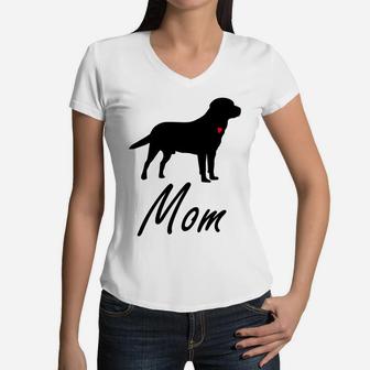 Labrador Retriever Dog Black Lab Mom Women V-Neck T-Shirt - Seseable