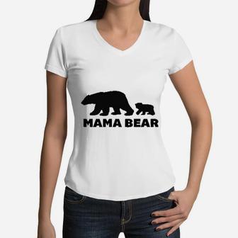 Mama Bear And Baby Bear Matching Women V-Neck T-Shirt - Seseable
