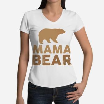 Mama Bear Baby Bear Matching Women V-Neck T-Shirt - Seseable