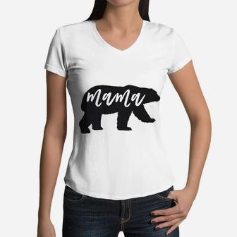 Mama Bear Vintage Funny Gifts For Mom Funny Women V-Neck T-Shirt - Seseable