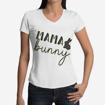 Mama Bunny Baby Bunny Easter Baby Easter Mommy And Me Easter Women V-Neck T-Shirt - Seseable