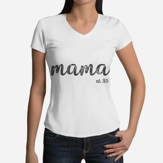 Mama Established 2015 Dark Women V-Neck T-Shirt - Seseable