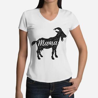 Mama Goat Funny Farm Animal Mothers Day Mom Women V-Neck T-Shirt - Seseable