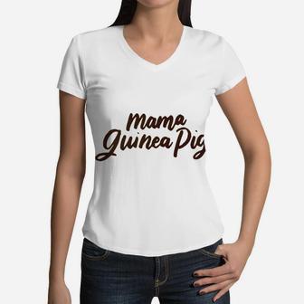 Mama Guinea Pig Mom Guinea Pig Clothes For Girls Women V-Neck T-Shirt - Seseable