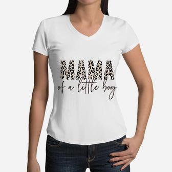Mama Of A Little Boy Women V-Neck T-Shirt - Seseable