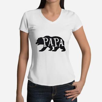 Matching Father And Son Papa Bear Daddy Bear Little Baby Family Women V-Neck T-Shirt - Seseable