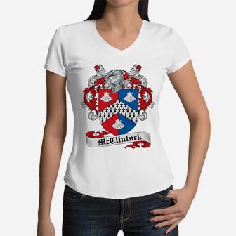 Mcclintock Family Crest Scottish Family Crests Women V-Neck T-Shirt | Seseable UK