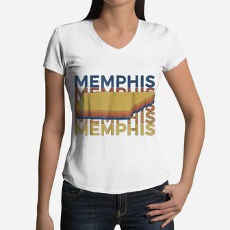 Memphis Tennessee Vintage Tn Repeat Women V-Neck T-Shirt - Seseable