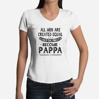 Mens Family Fathers Day All Created Equal Pappa Men Women V-Neck T-Shirt - Seseable