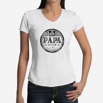 Mens Family Fathers Day Best Papa Ever Grandfather Dad M Women V-Neck T-Shirt - Seseable