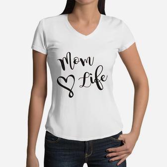 Mom Life Wife Mom Boss Women V-Neck T-Shirt - Seseable