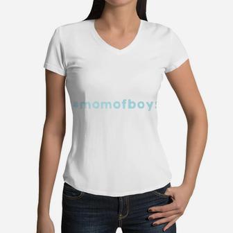 Mom Of Boys Hashtag Fun For Mother Of All Boys Women V-Neck T-Shirt - Seseable