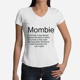 Mombie Definition Women V-Neck T-Shirt - Seseable