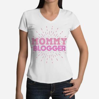 Mommy Blogger Gifts For Mom Blog Writer Women V-Neck T-Shirt - Seseable