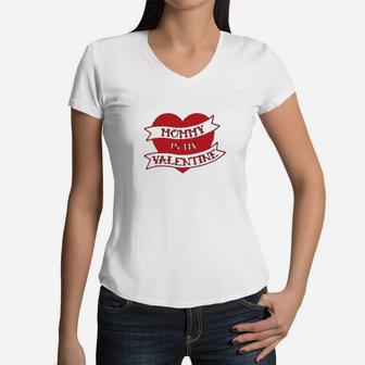 Mommy Is My Valentine Cute Valentine's Day Women V-Neck T-Shirt - Seseable