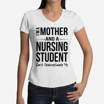 Mother And A Nursing Student Gift Women Lvn Lpn Rn Women V-Neck T-Shirt - Seseable