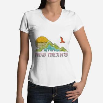 New Mexico Retro Vintage Women V-Neck T-Shirt - Seseable