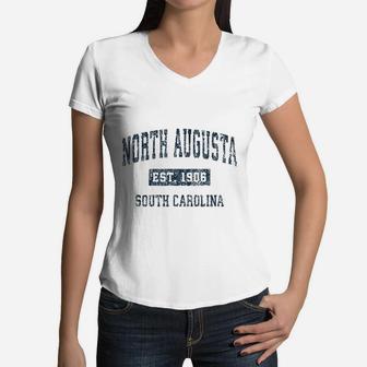 North Augusta South Carolina Vintage Women V-Neck T-Shirt - Seseable