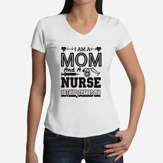 Nurse I Am A Mom And A Nurse Cool Women V-Neck T-Shirt - Seseable
